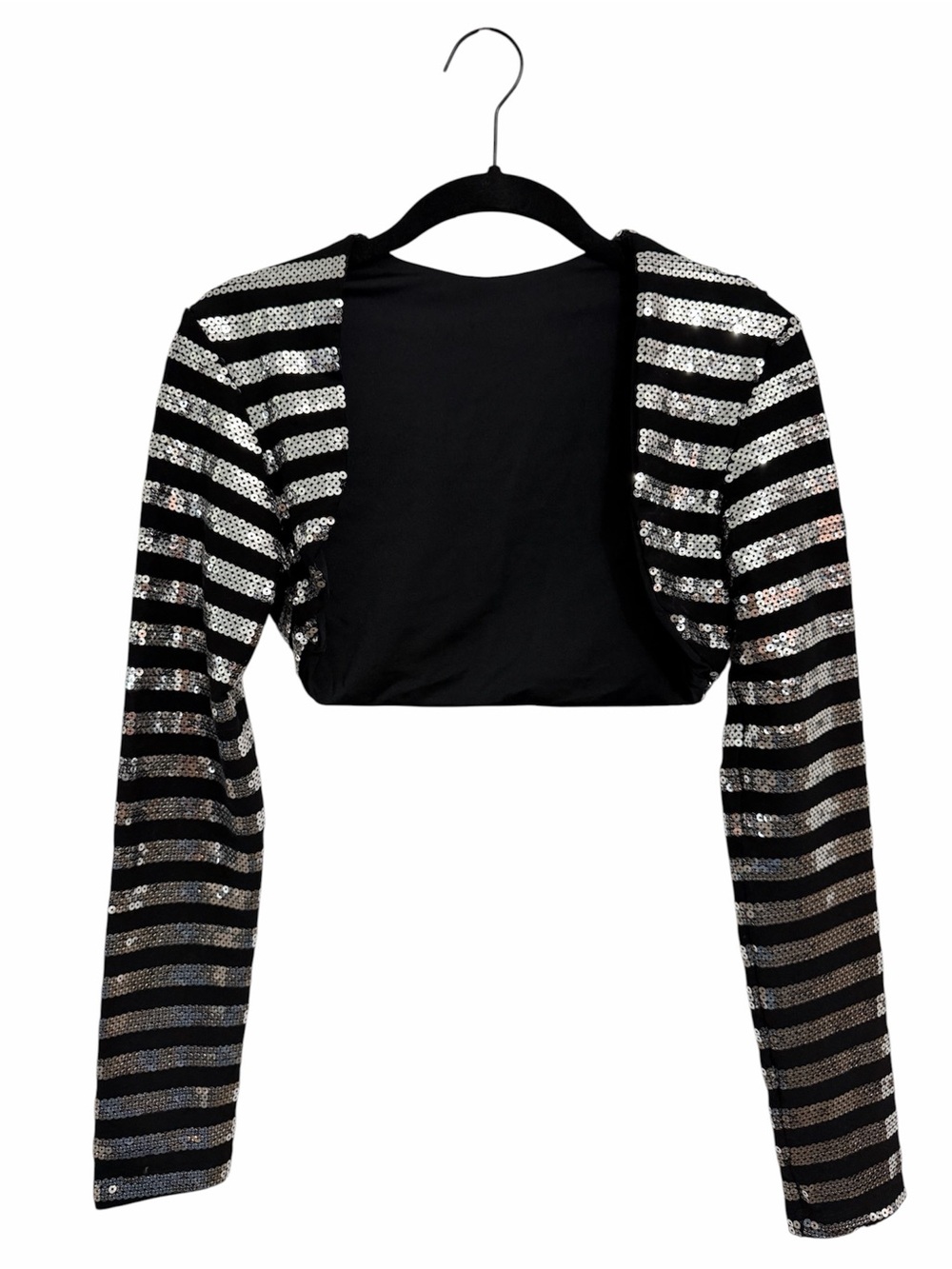 Black Sequin Striped Bolero Shrug